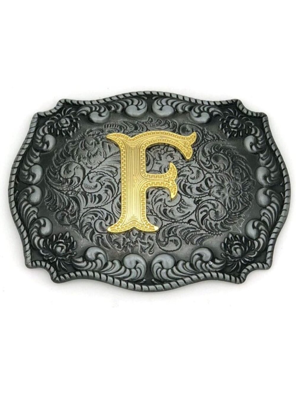 Unisex F Imported Western Silver Large Belt Buckle Initial Letters Rodeo